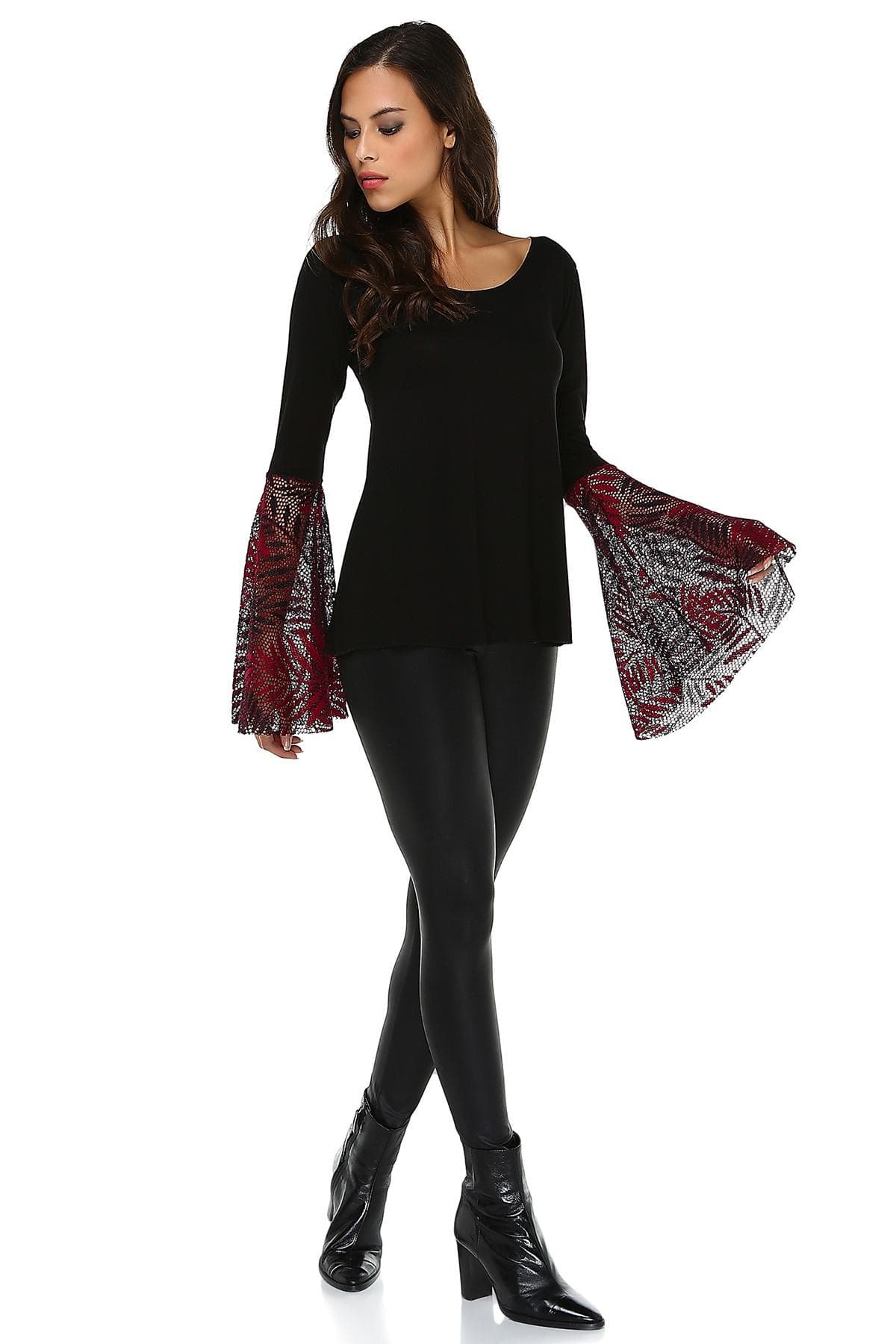 BORDO FİLE KOL DETAYLI BLUZ - 2