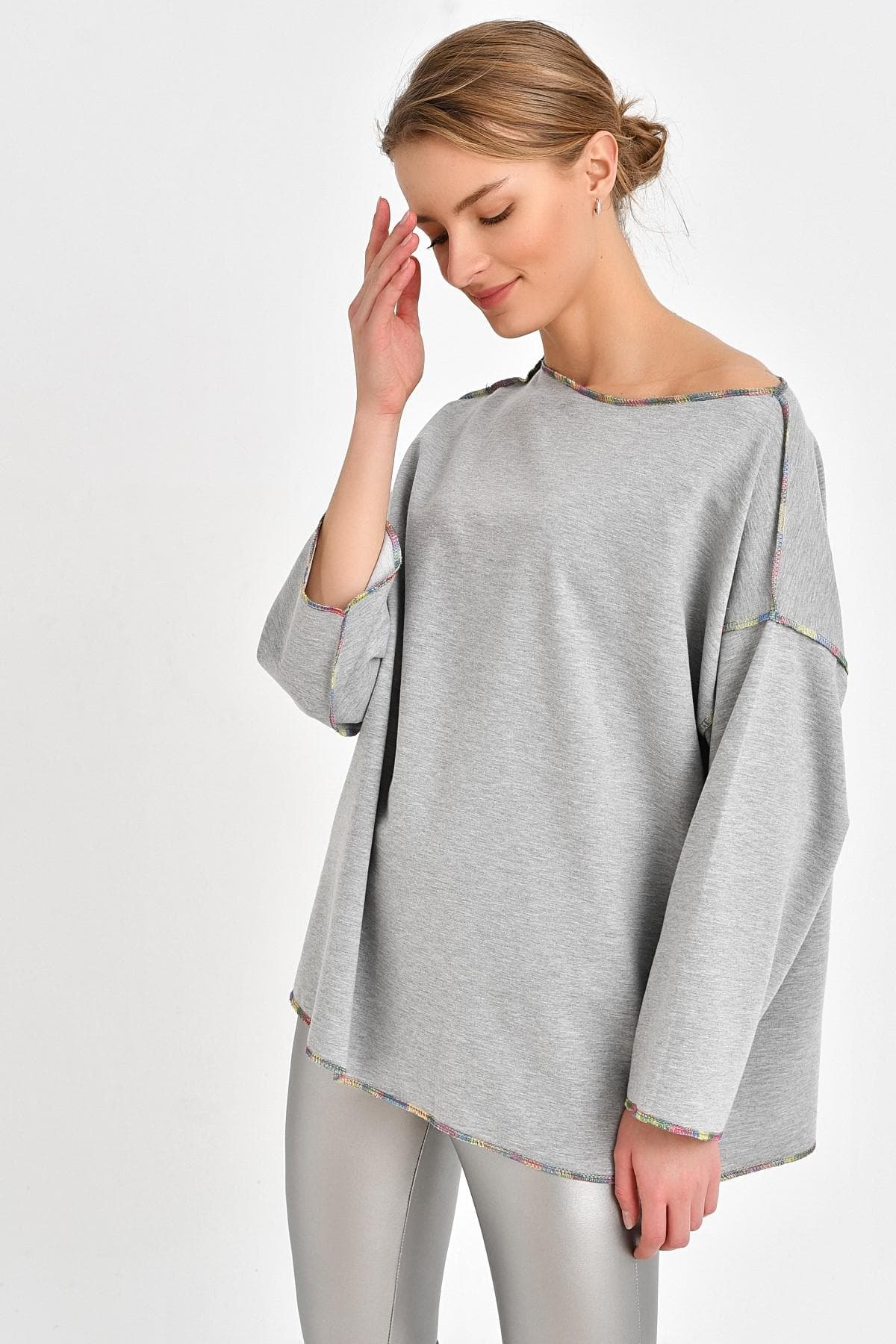 TERS DİKİŞ GRİ SWEATSHİRT