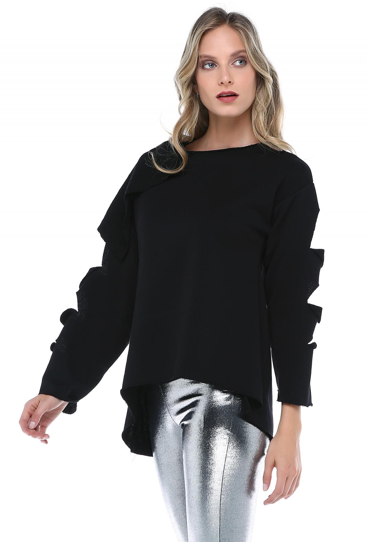 KOLLARI KESİKLİ ASİMETRİK SWEATSHIRT