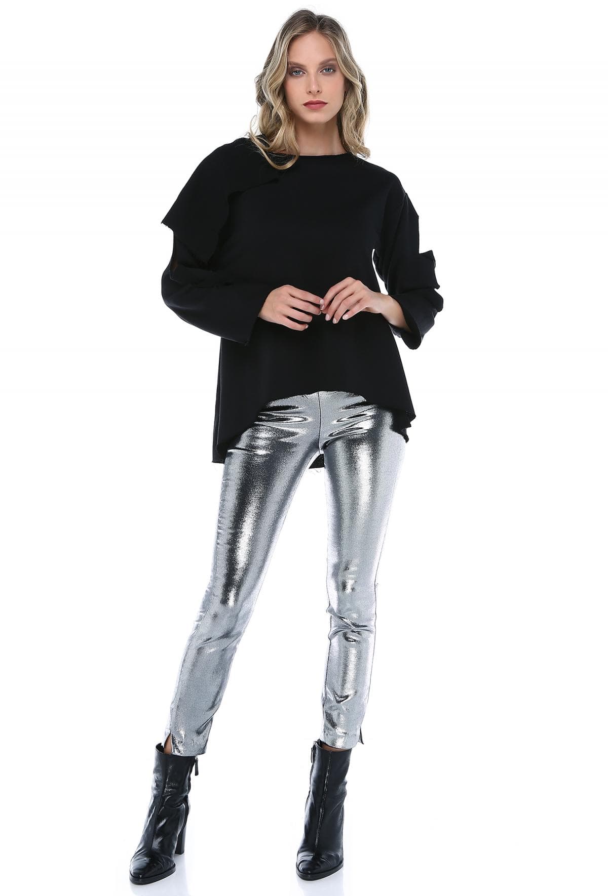 KOLLARI KESİKLİ ASİMETRİK SWEATSHIRT - 2