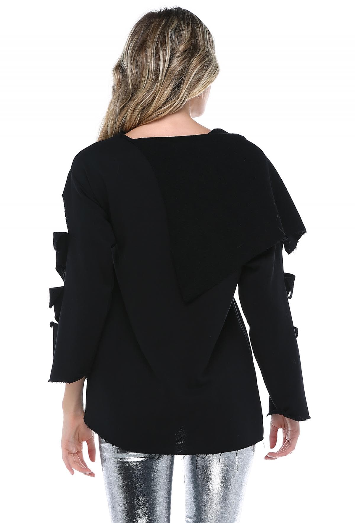 KOLLARI KESİKLİ ASİMETRİK SWEATSHIRT - 3