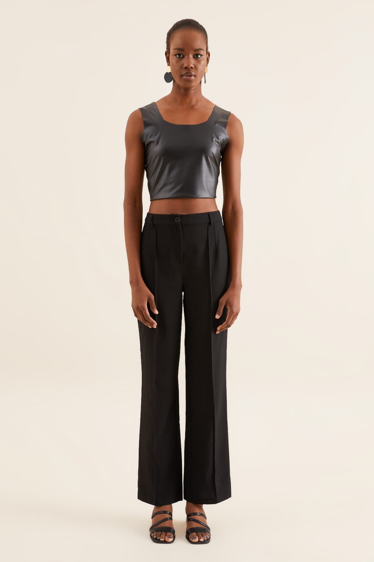 DERİ CROP BLUZ - 2