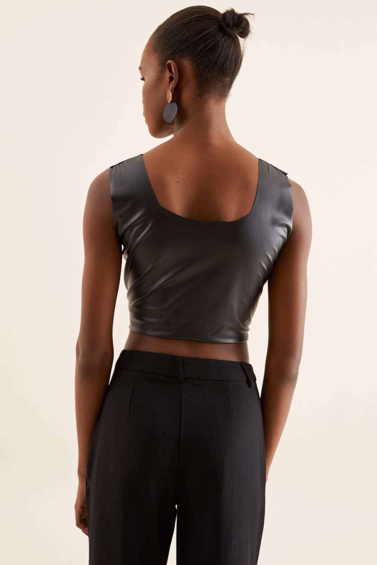 DERİ CROP BLUZ - 4