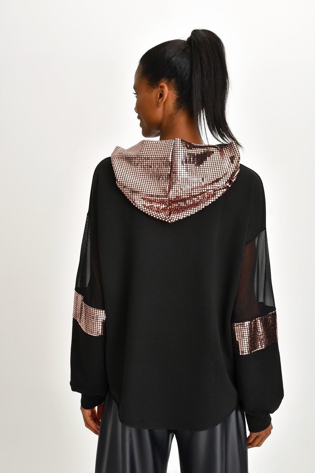 BAKIR SİYAH IŞILTILI SWEATSHIRT - 3