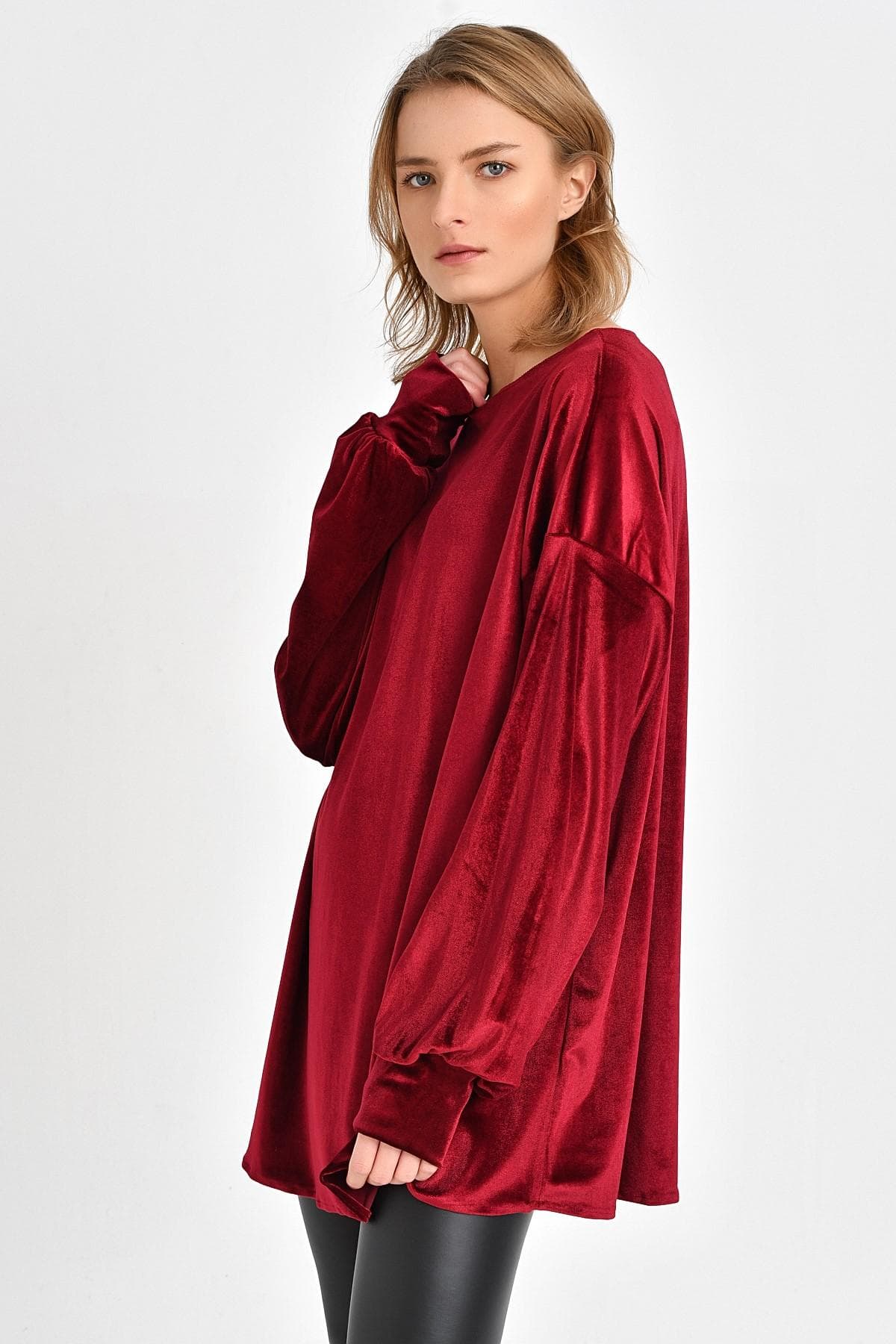 BORDO KADİFE TUNİK - 3