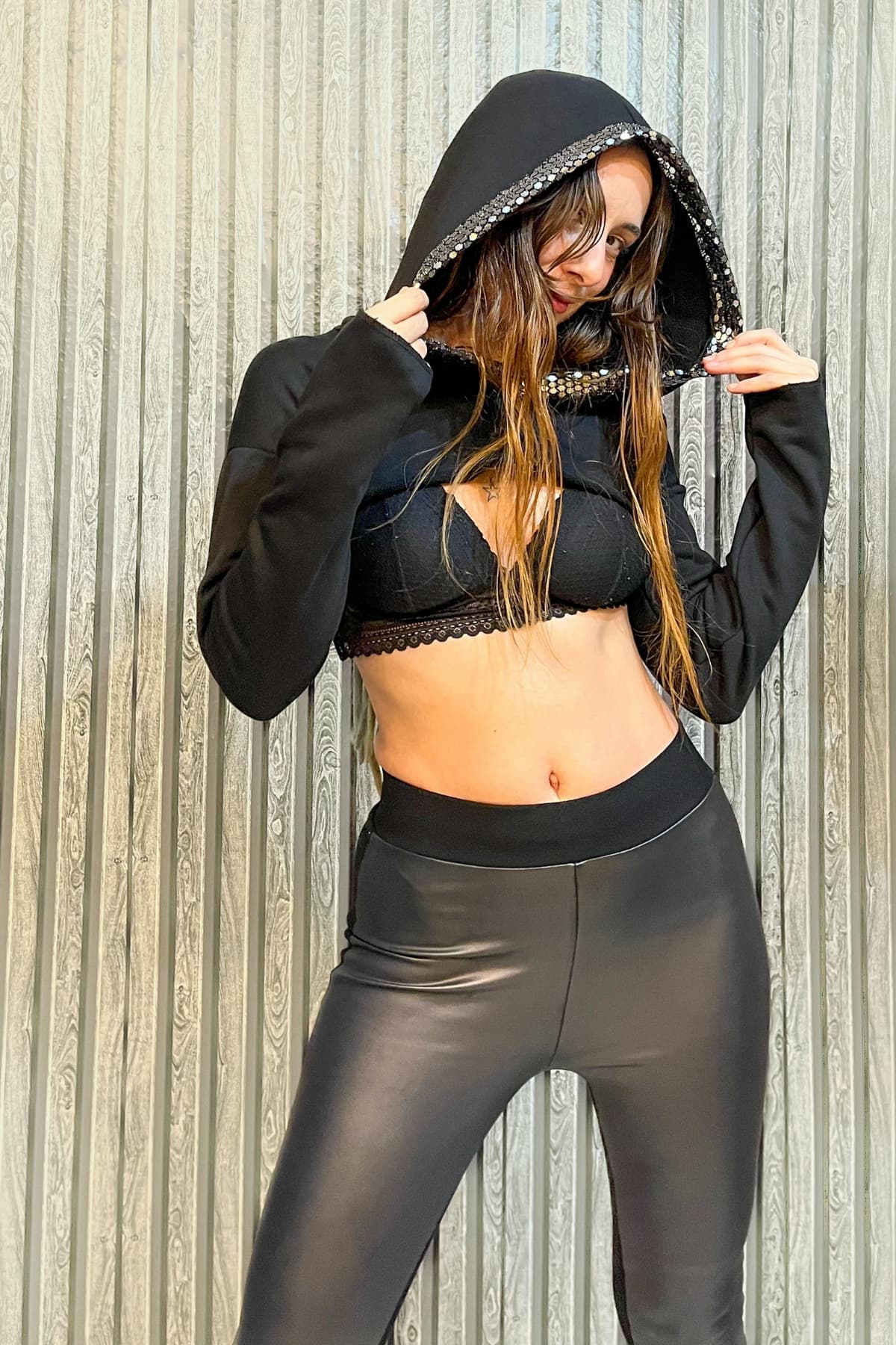 MİNİ KAPŞONLU BOLERO SWEATSHIRT - 2