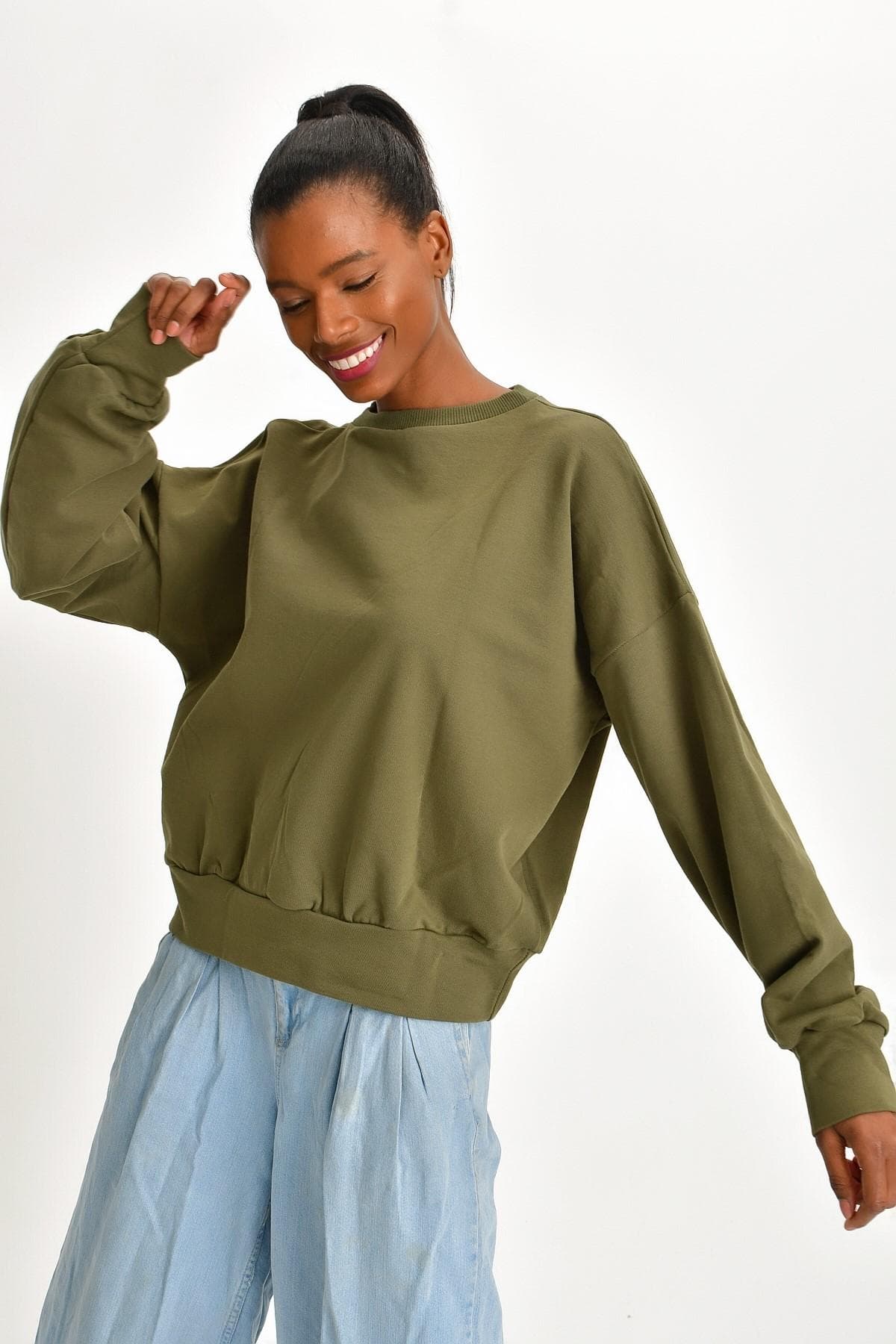 BASİC HAKİ SWEATSHIRT - 4