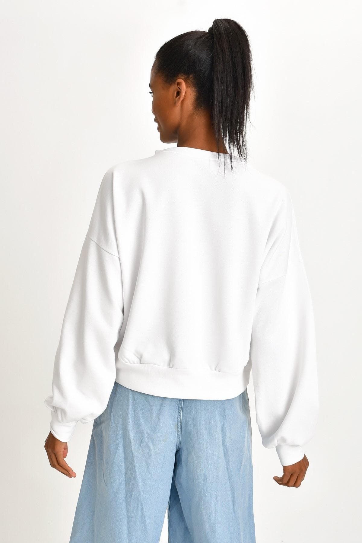 BASİC BEYAZ SWEATSHIRT - 3