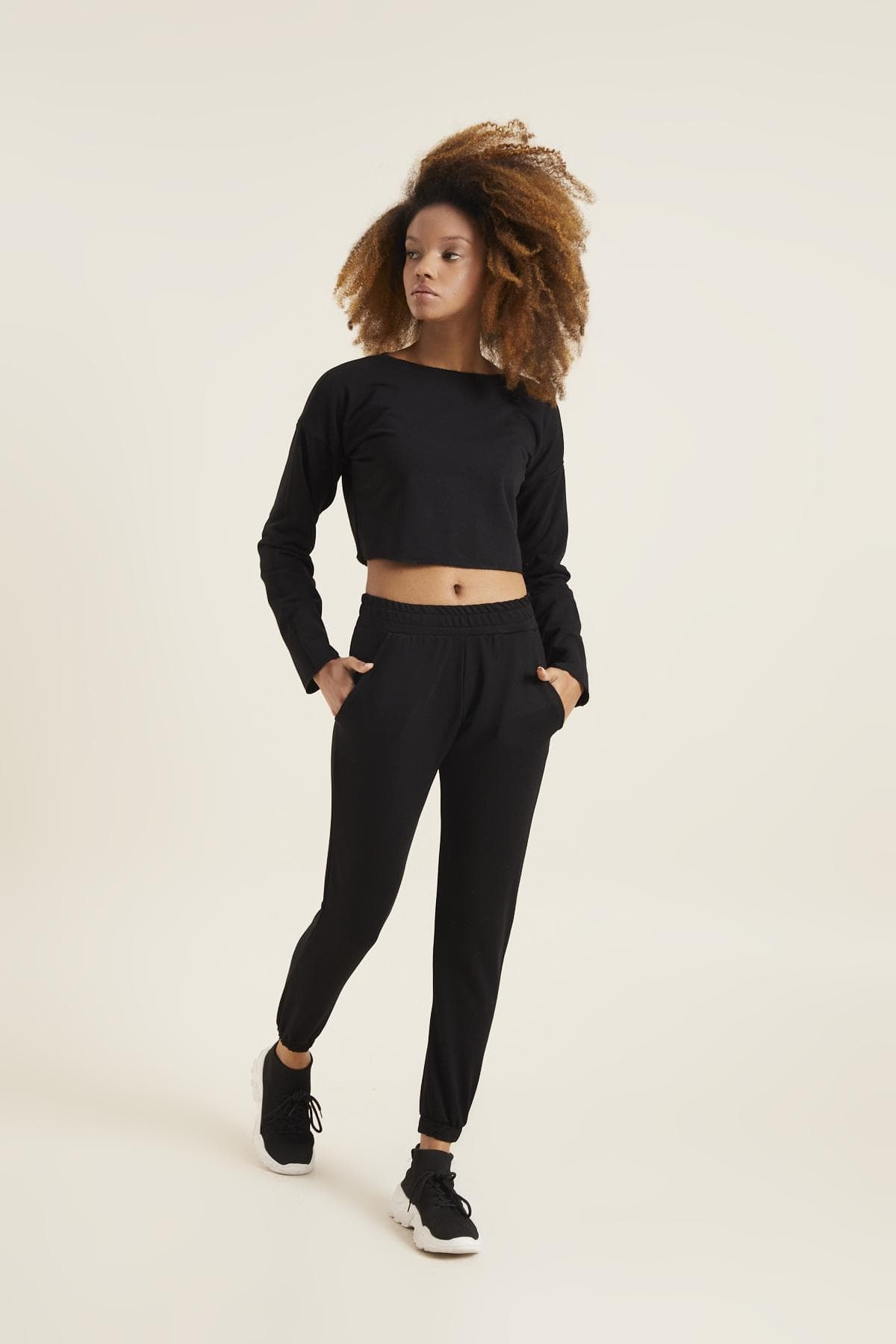 BASİC SİYAH CROP SWEATSHIRT - 2
