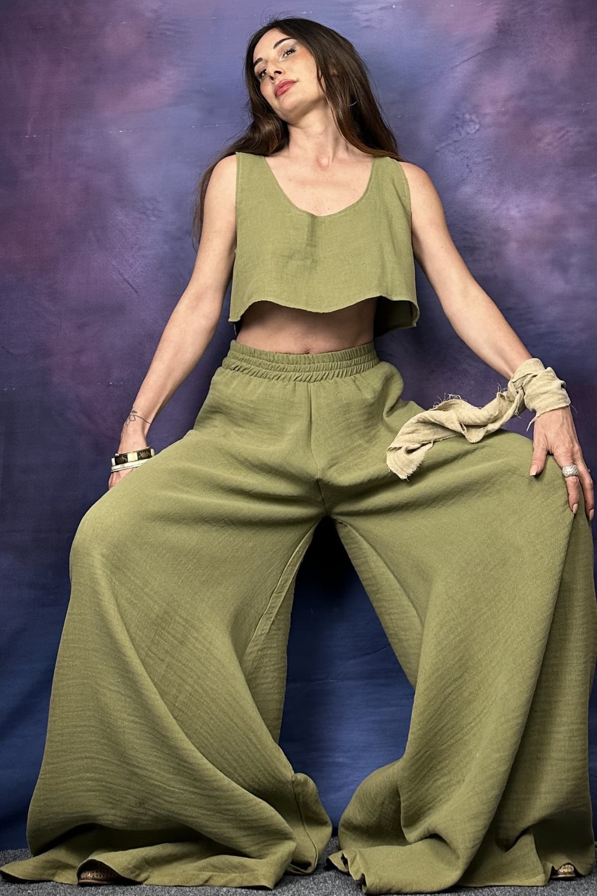 BAMBU CROP ASKILI BLUZ - 2