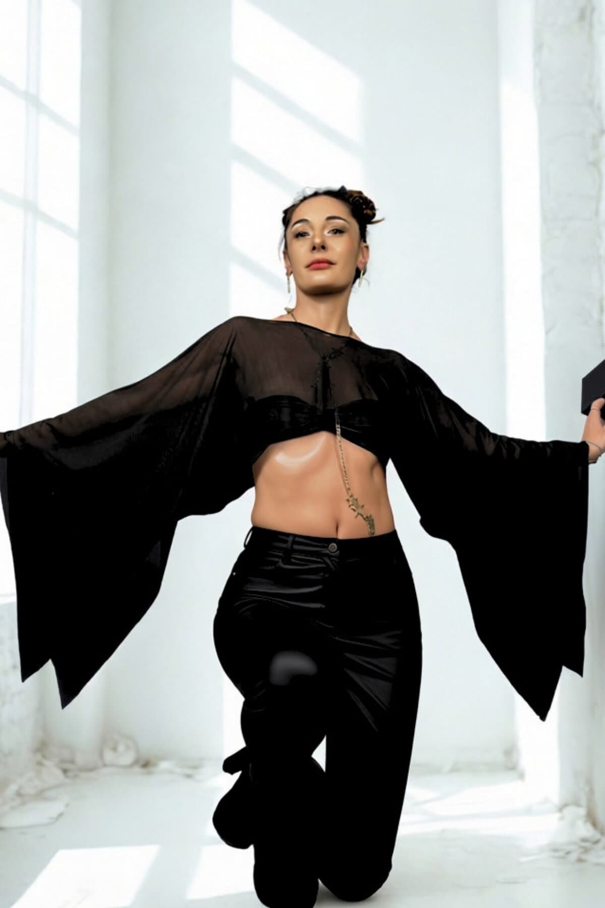 SİYAH YARASA BLUZ BOLERO - 2