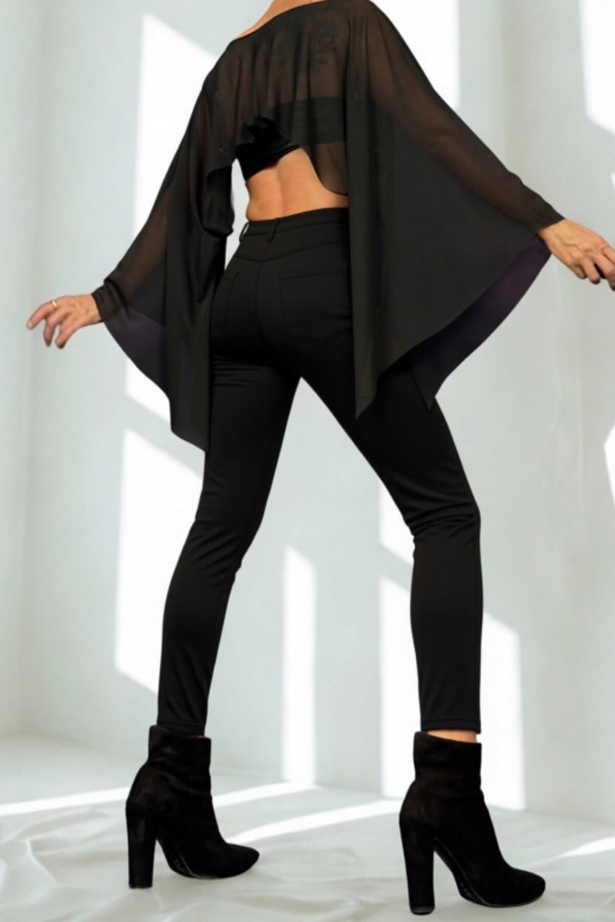 SİYAH YARASA BLUZ BOLERO - 3