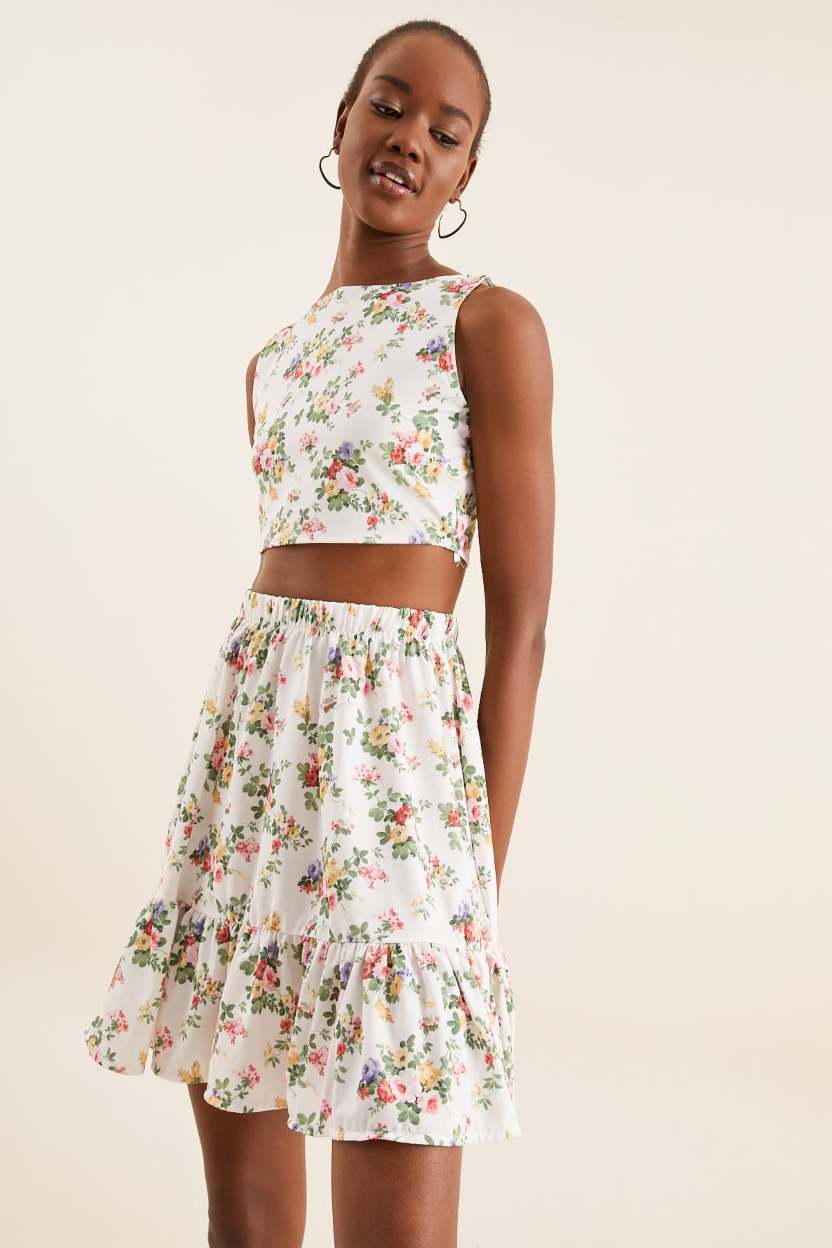ÇİÇEKLİ CROP BLUZ - 2