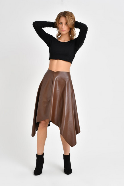 ASİMETRİK DERİ ETEK 