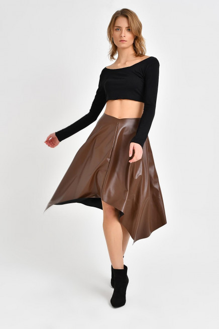 ASİMETRİK DERİ ETEK 