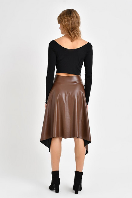 ASİMETRİK DERİ ETEK 