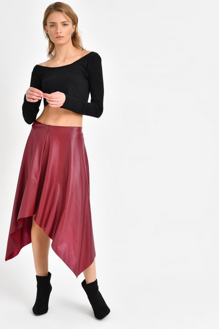 ASİMETRİK DERİ ETEK 