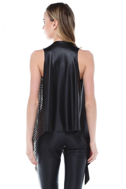 BAKIR FİLE DETAYLI DERİ YELEK 