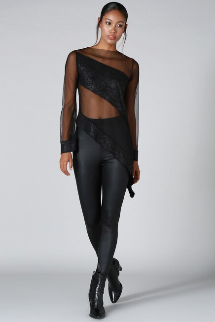 DERİ-TÜL ASİMETRİK TUNİK  