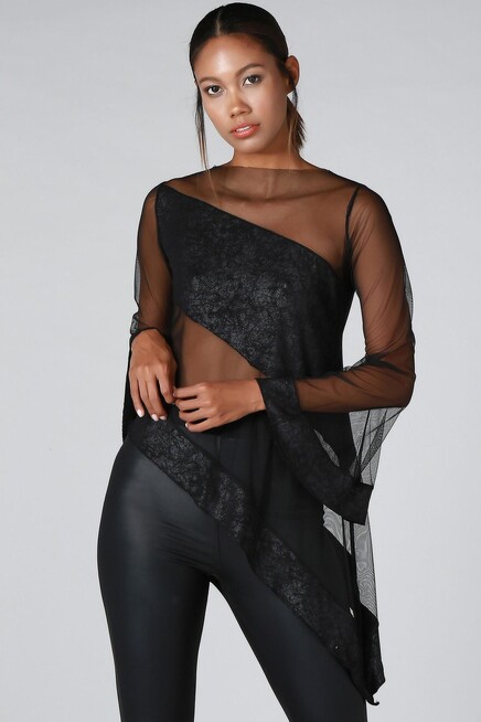 DERİ-TÜL ASİMETRİK TUNİK  