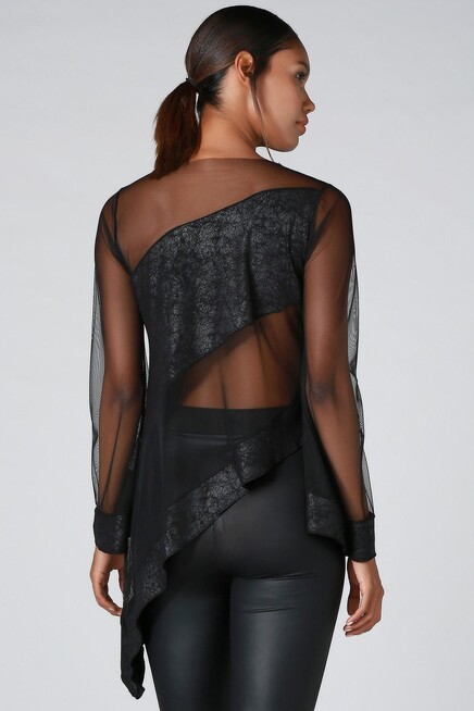 DERİ-TÜL ASİMETRİK TUNİK  