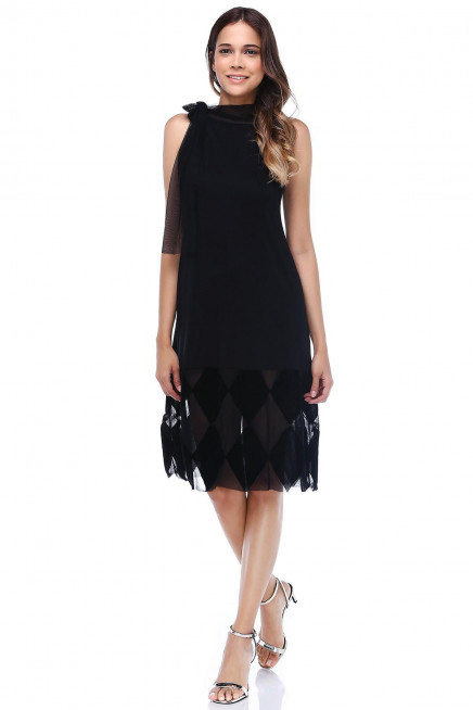 ETEK UCU DETAYLI ELBİSE  