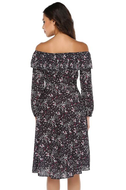 FIRFIR YAKA MİDİ ELBİSE  