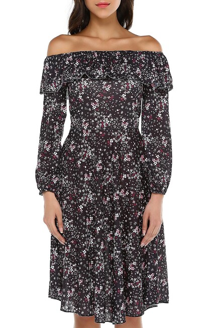 FIRFIR YAKA MİDİ ELBİSE  