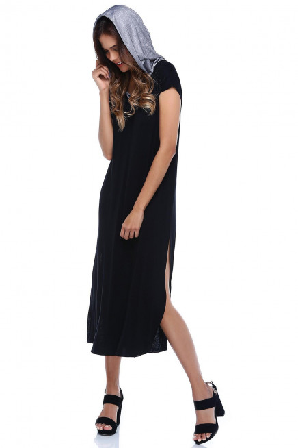 KAPŞONLU GENİŞ KESİM ELBİSE  