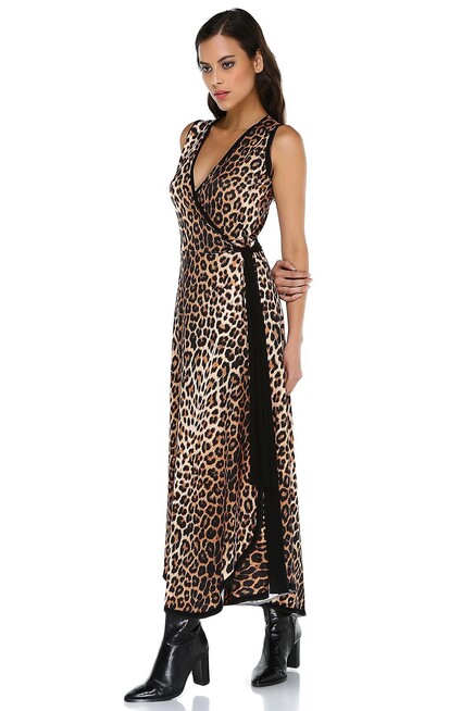 LEOPAR DESENLİ MAXİ ANVELOP ELBİSE  