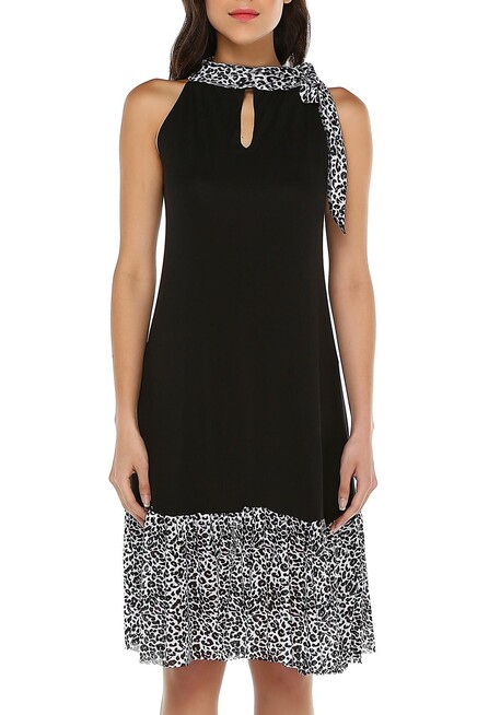 LEOPAR TÜL DETAYLI ELBİSE  