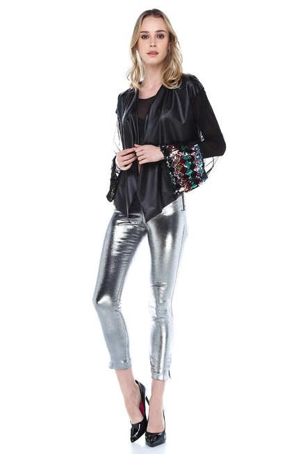 PAYET DETAYLI DERİ CEKET 