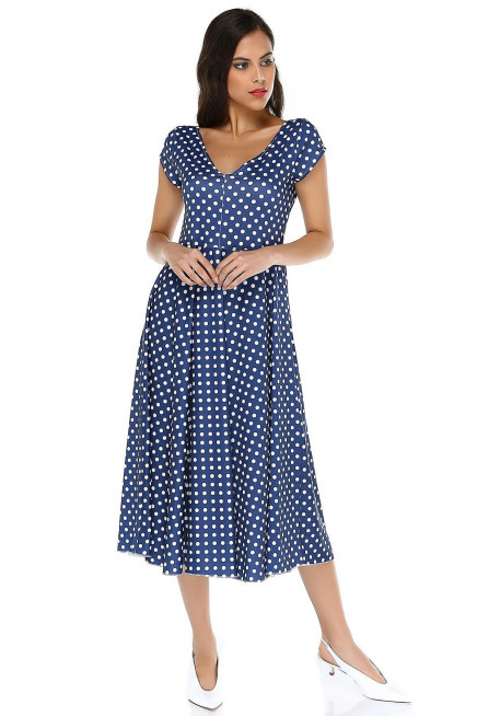 PUANTİYELİ V YAKA ELBİSE  