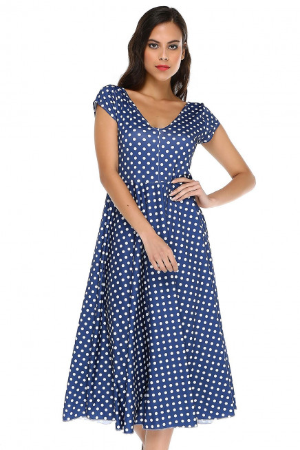 PUANTİYELİ V YAKA ELBİSE  