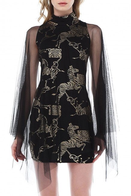 TÜL DETAYLI ELBİSE 