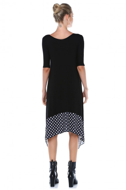 ASİMETRİK ETEK UCU DETAYLI ELBİSE 