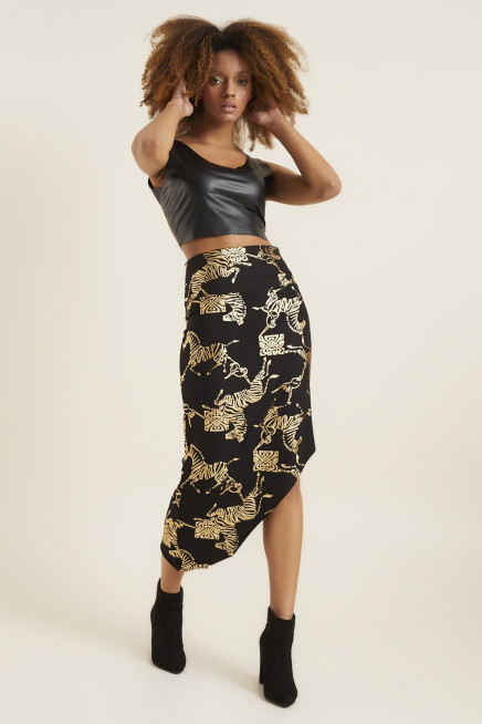 ASİMETRİK ZEBRA DESENLİ ETEK