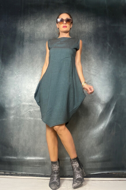 BALON ETEKLİ SIFIR KOL JİLE ELBİSE