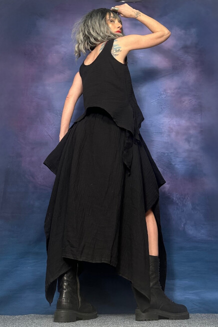 BAMBU KUMAŞ ASİMETRİK ETEK