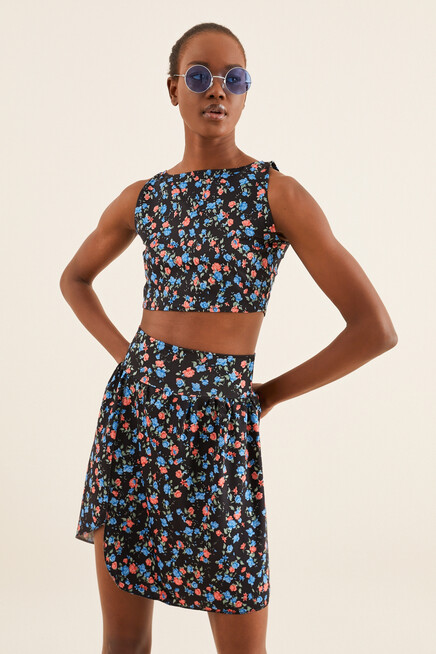 ÇİÇEKLİ CROP BLUZ