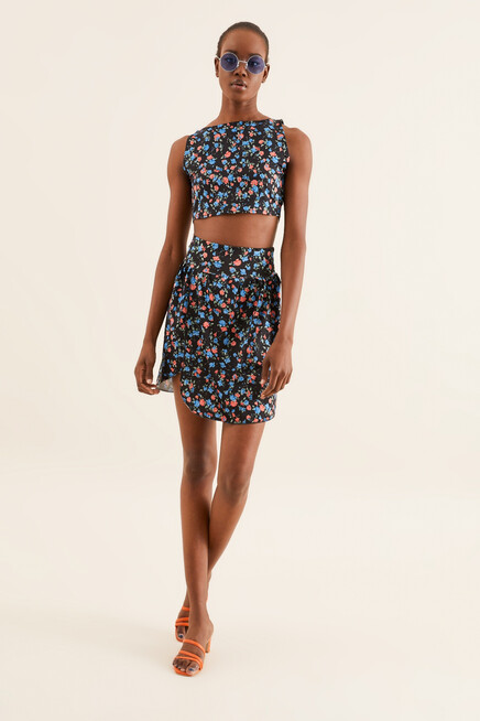 ÇİÇEKLİ CROP BLUZ