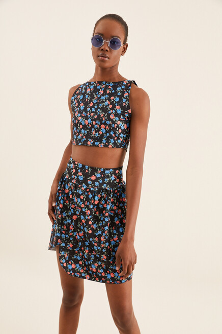 ÇİÇEKLİ CROP BLUZ