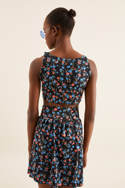 ÇİÇEKLİ CROP BLUZ