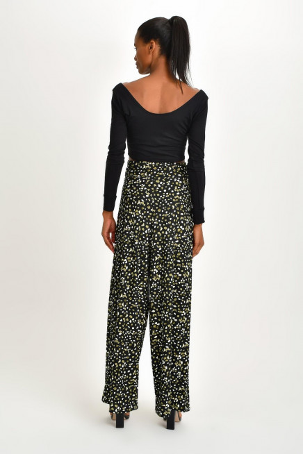 DESENLİ BOL PAÇA KREP PANTOLON 