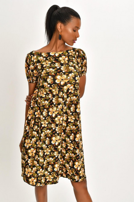 DESENLİ KREP ELBİSE 