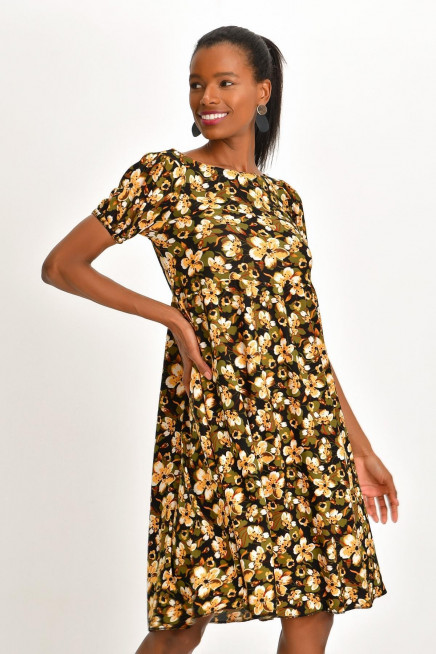 DESENLİ KREP ELBİSE 