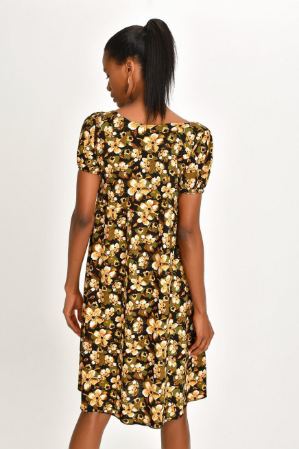 DESENLİ KREP ELBİSE 