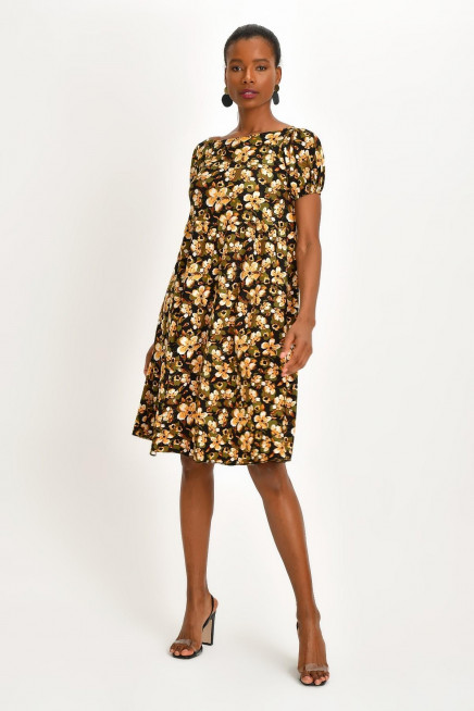 DESENLİ KREP ELBİSE 