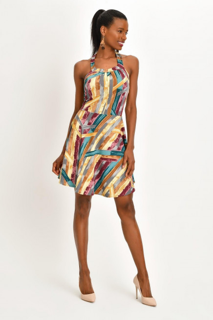 DESENLİ KREP ELBİSE 