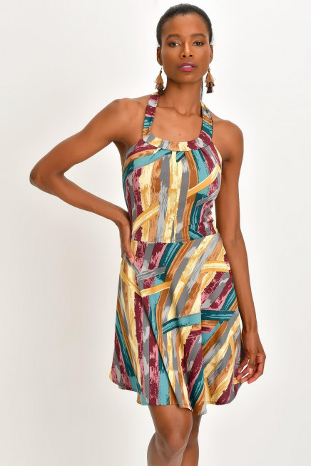 DESENLİ KREP ELBİSE 